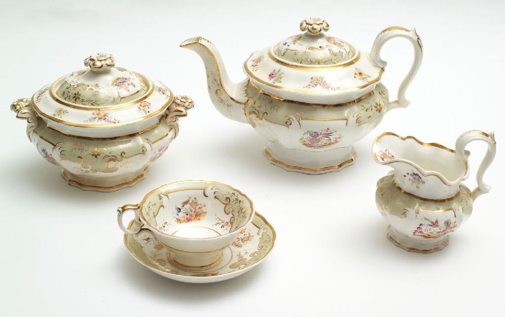 Appraisal: ENGLISH SIX-PIECE TEA SERVICE OF ROCKINGHAM TYPE mid- th century