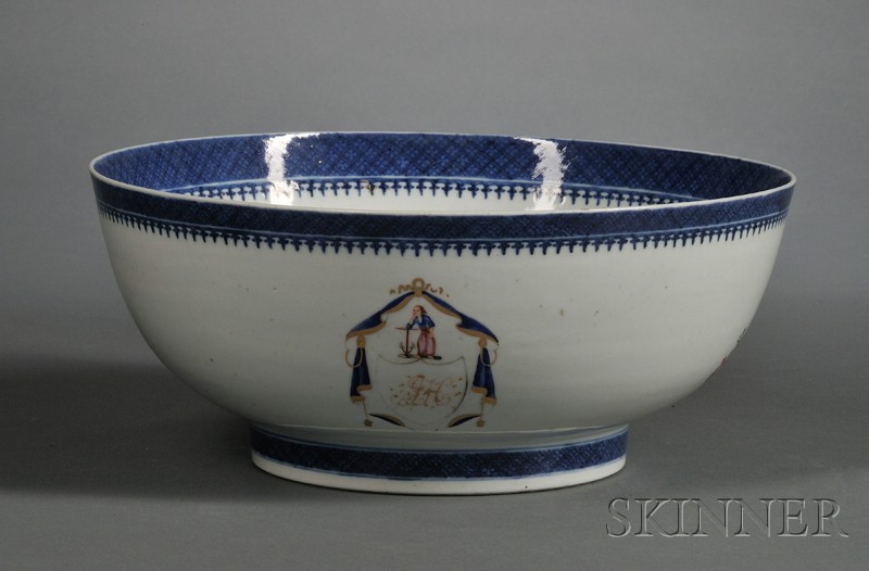 Appraisal: Chinese Export Porcelain Punch Bowl late th early th century