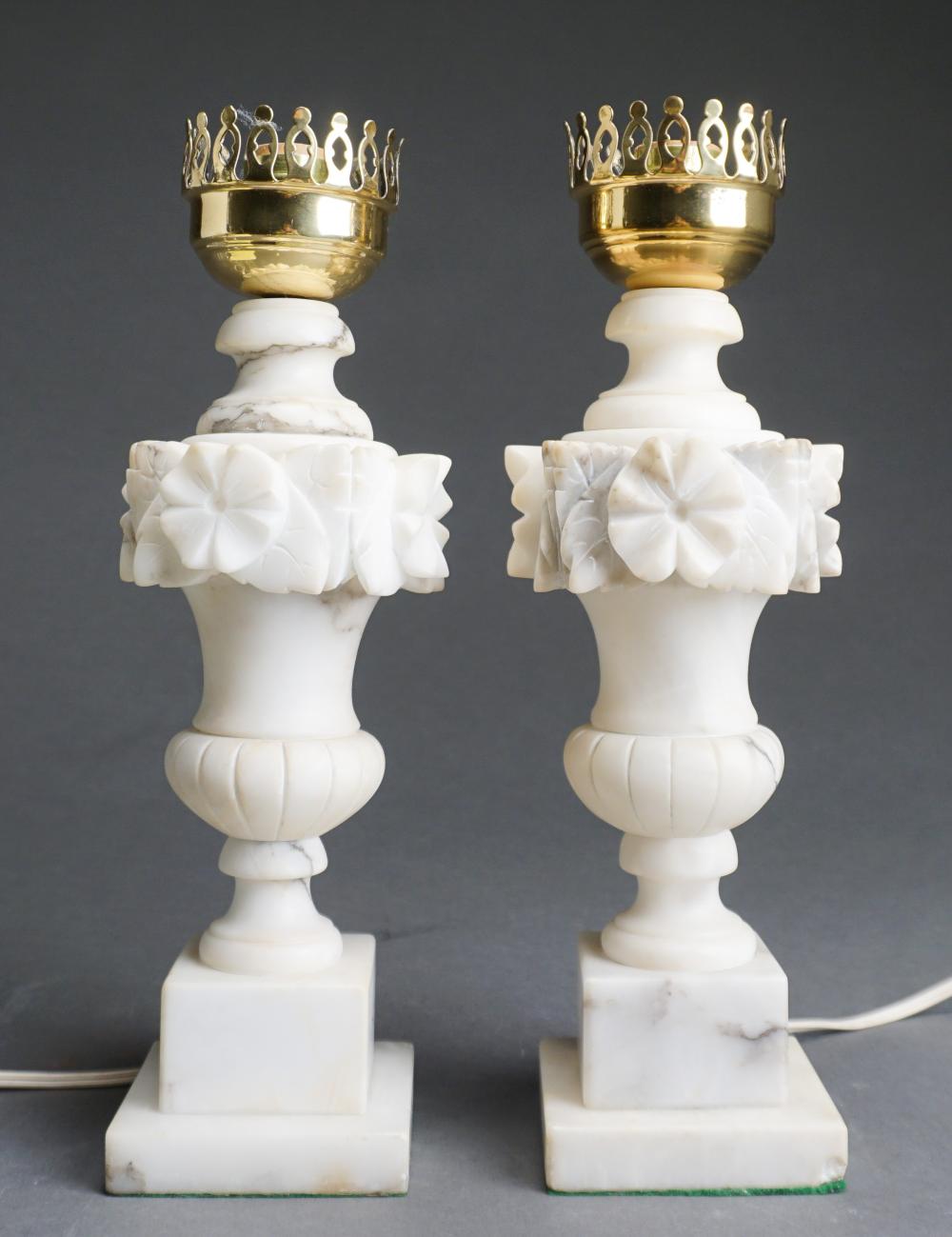 Appraisal: Pair Neoclassical Style Alabaster Table Lamps H in cm