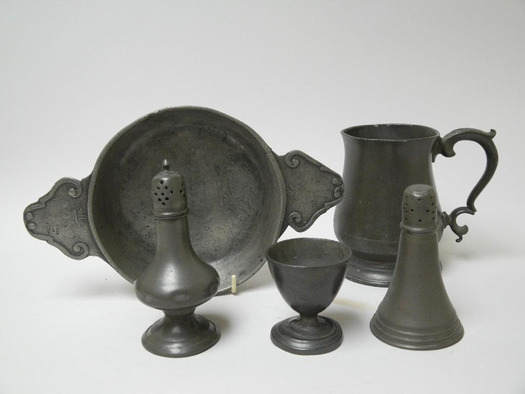 Appraisal: A Scottish pewter Bleeding Bowl with decoration to the handles