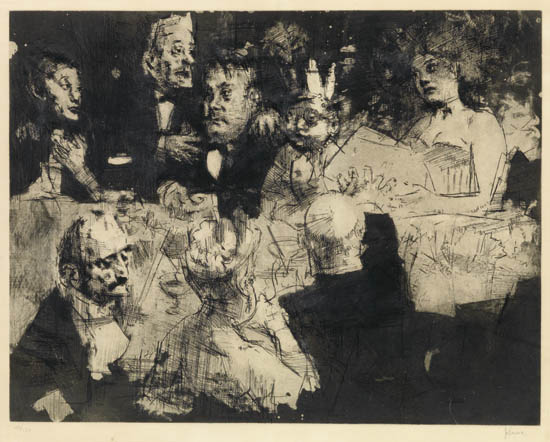 Appraisal: JACK LEVINE Election Night Etching drypoint mezzotint and aquatint x