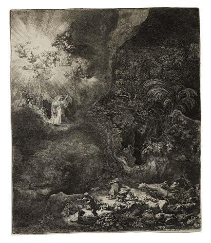 Appraisal: REMBRANDT VAN RIJN The Angel Appearing to the Shepherds Etching