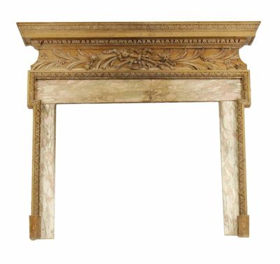 Appraisal: A carved pine fire surround in George III style the