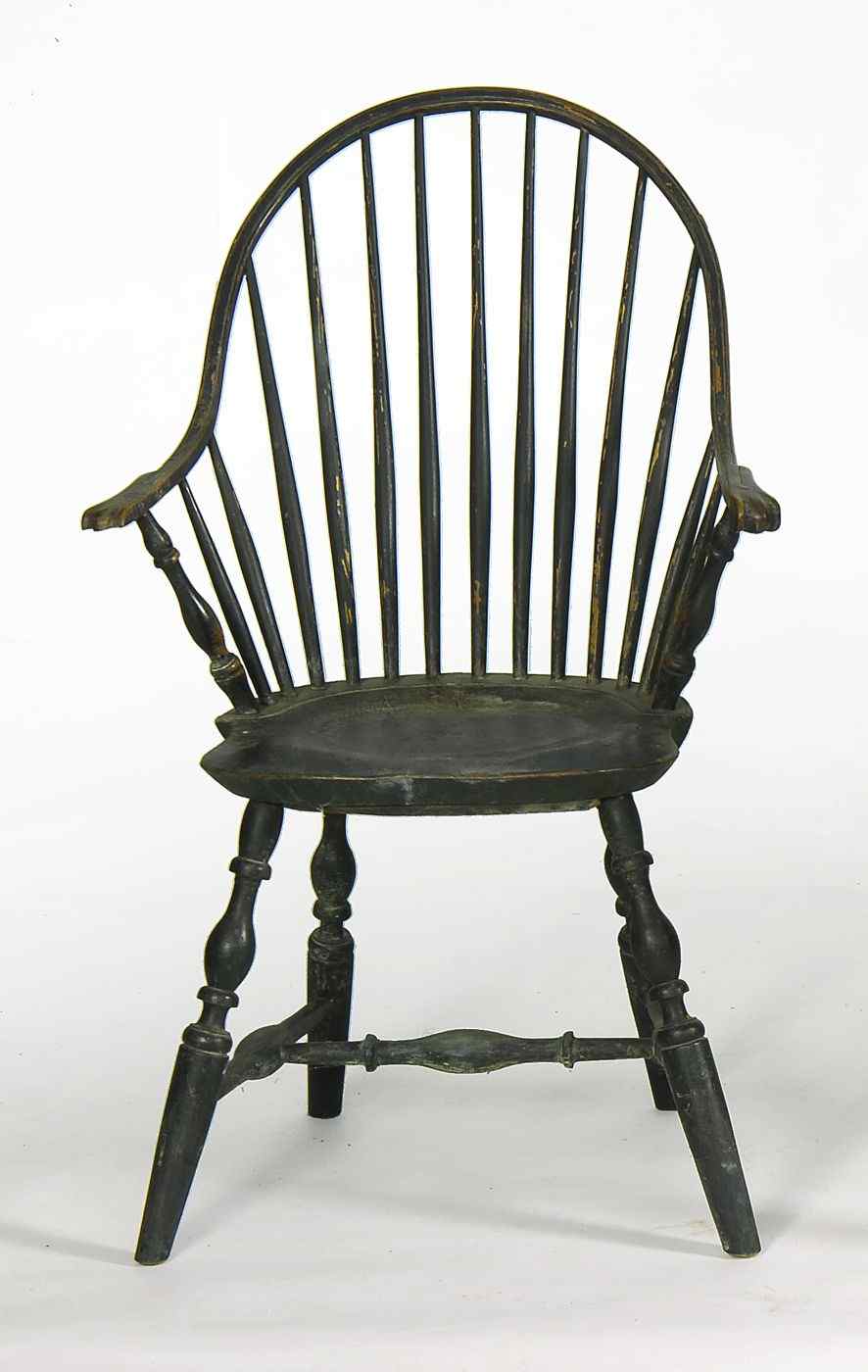 Appraisal: ANTIQUE AMERICAN SACK-BACK WINDSOR ARMCHAIR th CenturyIn old if not