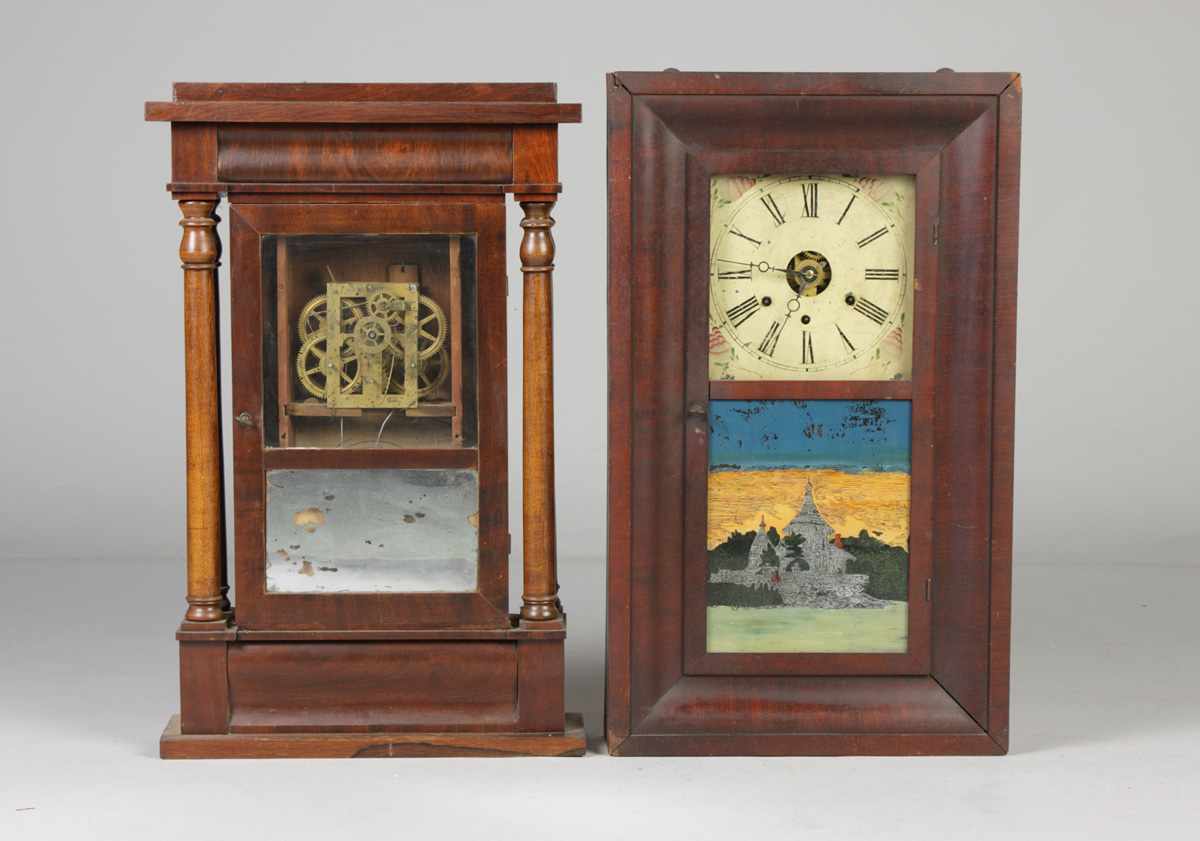 Appraisal: Shelf Clocks Lot Sperry Shaw Column Shelf Clock Mahogany case