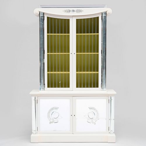 Appraisal: LORIN JACKSON FOR GROSFELD HOUSE PAINTED LUCITE AND MIRRORED CABINETIn