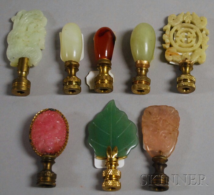 Appraisal: Eight Asian Hardstone Lamp Finials