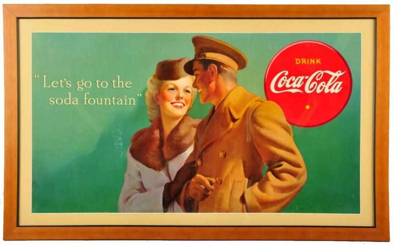 Appraisal: Rare Cardboard Coca-Cola Poster Description Circa Beautifully matted and framed