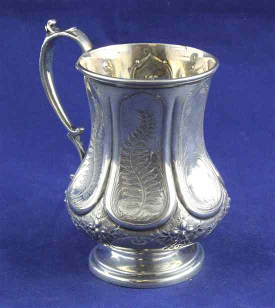 Appraisal: A Victorian silver christening mug of baluster form with engraved