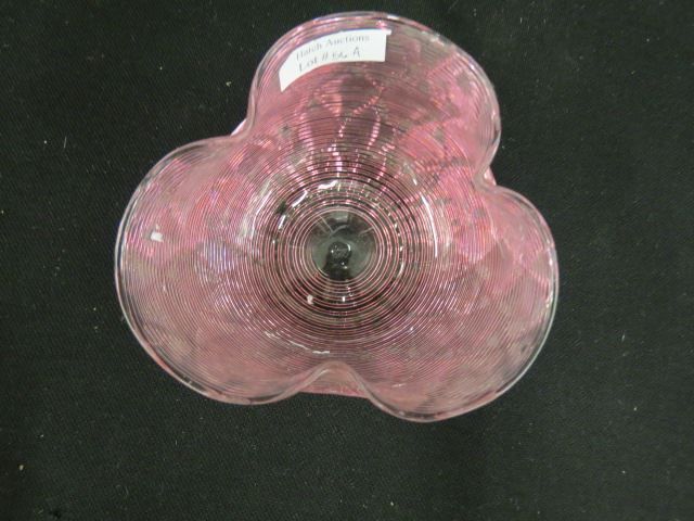 Appraisal: Cranberry Art Glass Threaded Bowl diamond quilted attributed to Steven