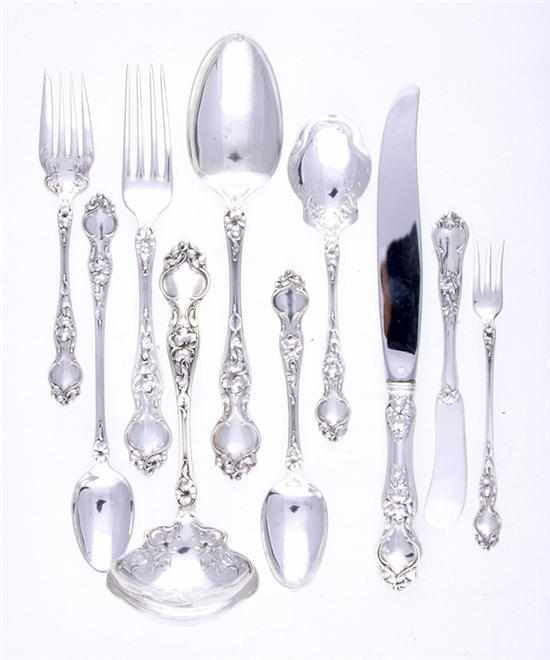 Appraisal: Wallace Violet pattern sterling flatware circa comprising hollow handle knives