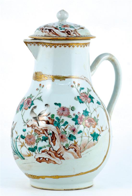 Appraisal: Chinese Export porcelain covered pitcher late th century knop atop