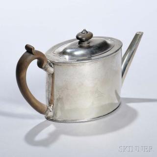 Appraisal: George III Sterling Silver Teapot London - maker's mark IR