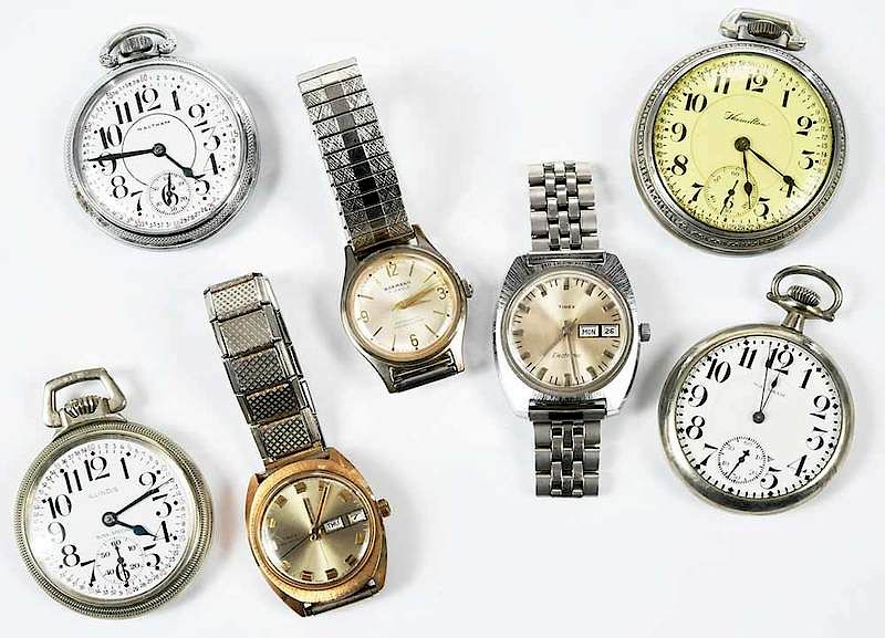 Appraisal: Group of Seven Non-Gold Time Pieces three wrist watches two