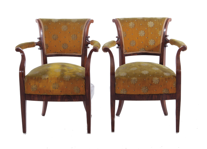 Appraisal: Pair Biedermeier rosewood armchairs probably Northern European first quarter th