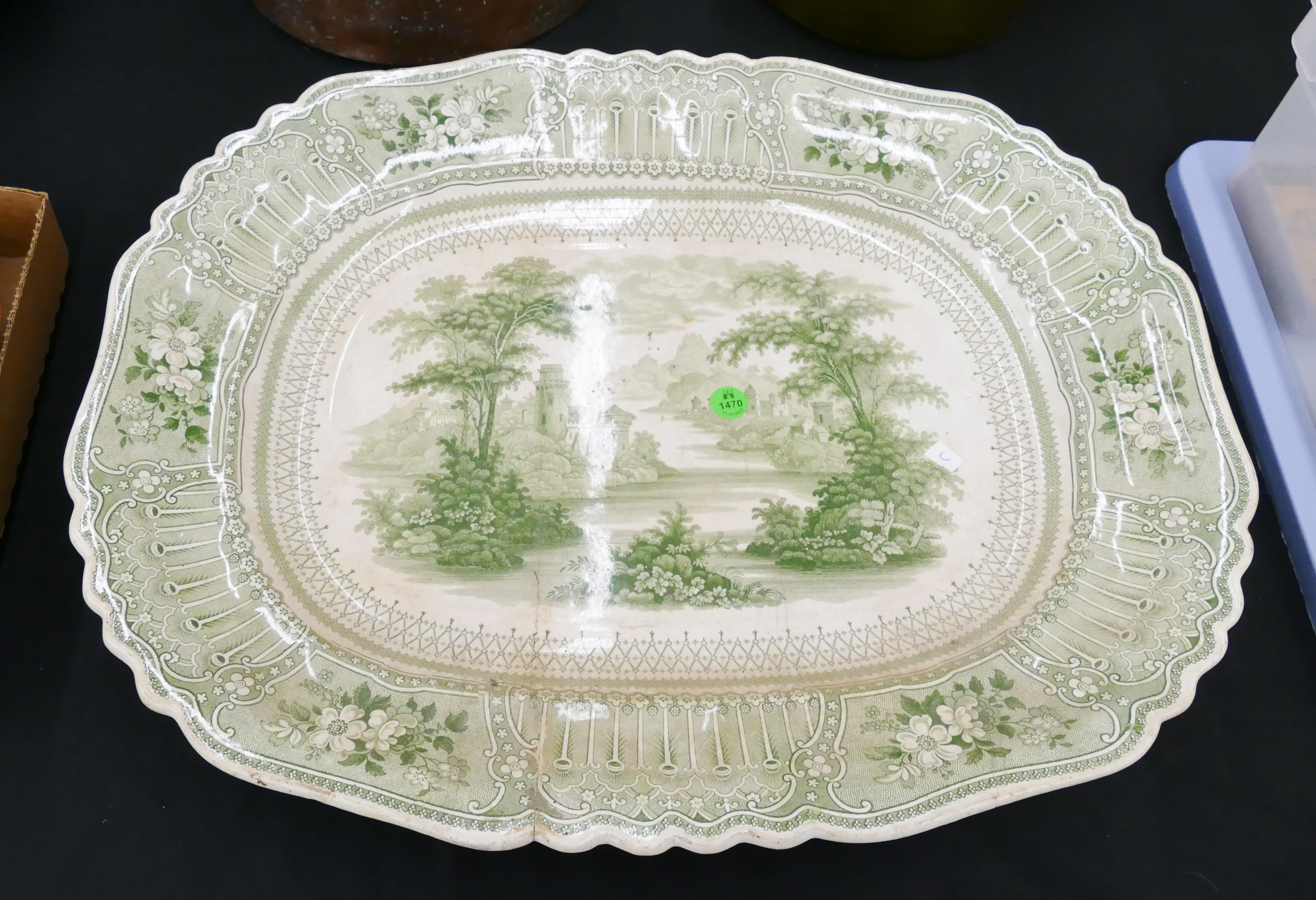 Appraisal: Amtique Transferware Platter with Old Repair- ''