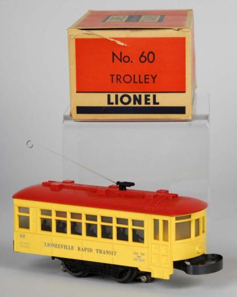 Appraisal: Lionel O-Gauge No Trolley Car Description American Post-war Blue-lettered trolley