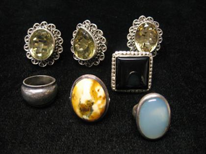 Appraisal: Assorted grouped of sterling silver gem set rings Sterling silver