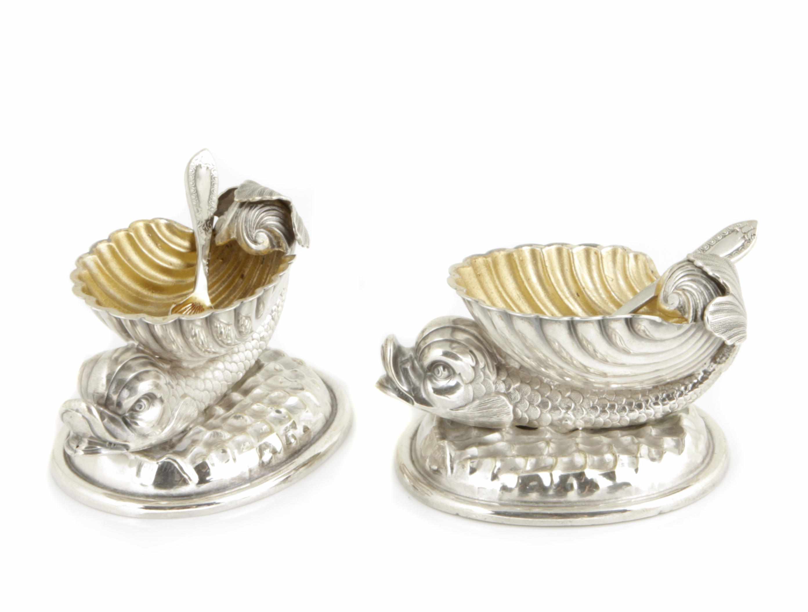 Appraisal: An English plated pair of figural salt cellars with associated