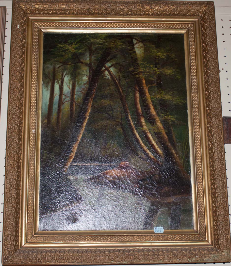 Appraisal: Framed landscape oil on canvas of swamp scene