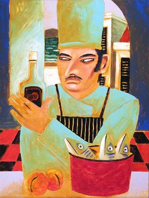 Appraisal: Graham Knuttel Irish b The Chef Signed Oil on canvas