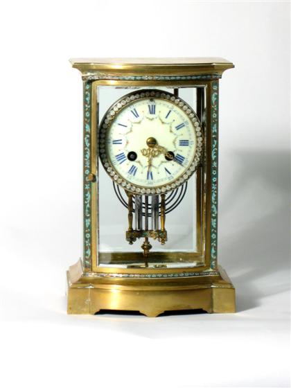 Appraisal: French brass and glass mantle clock th th century Rectangular