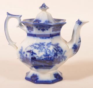 Appraisal: Flow Blue Ironstone Amoy Pattern Coffeepot Flow Blue Ironstone China