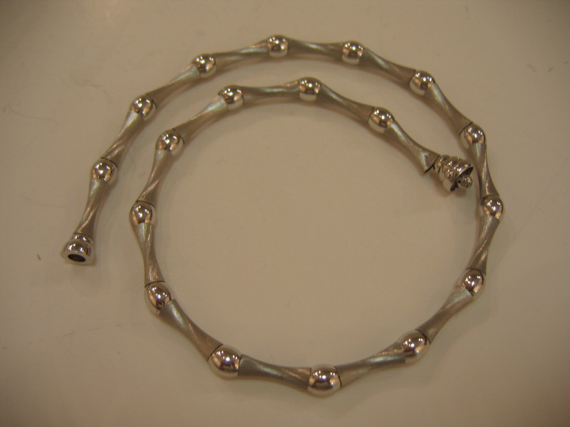 Appraisal: WHITE GOLD CHAIN k box chain with polished beads alternating