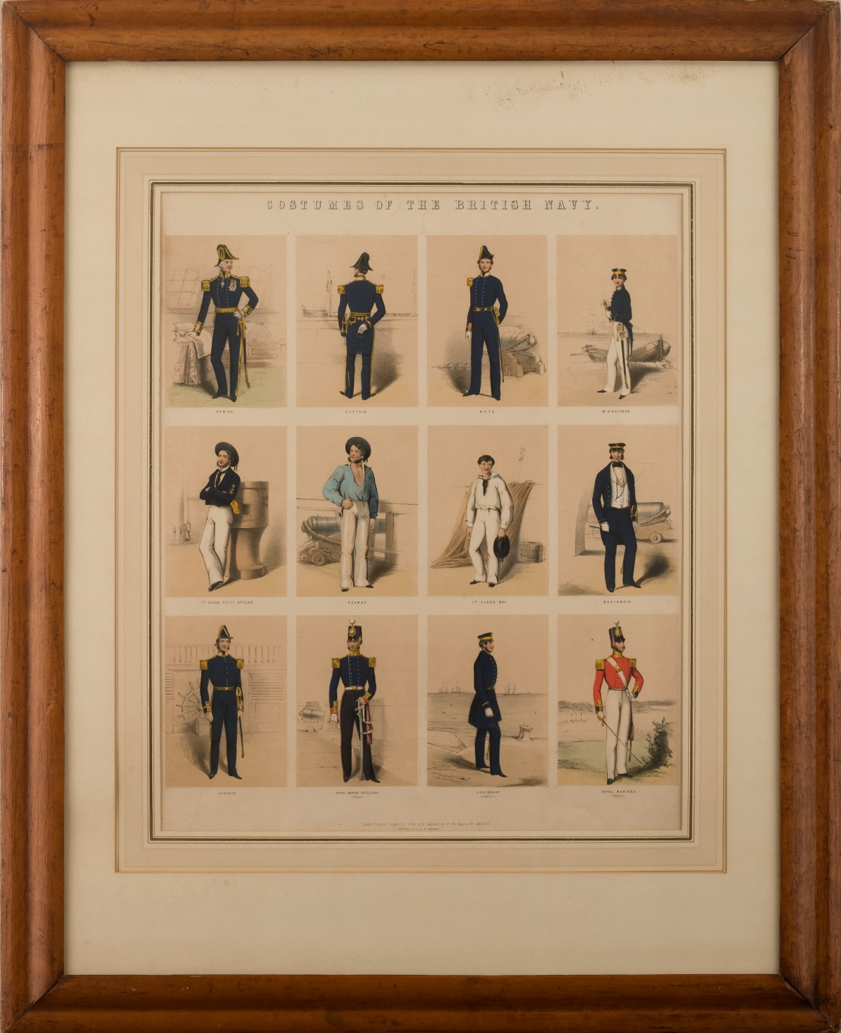 Appraisal: COSTUMES OF THE BRITISH NAVY Handcolored lithograph published by E