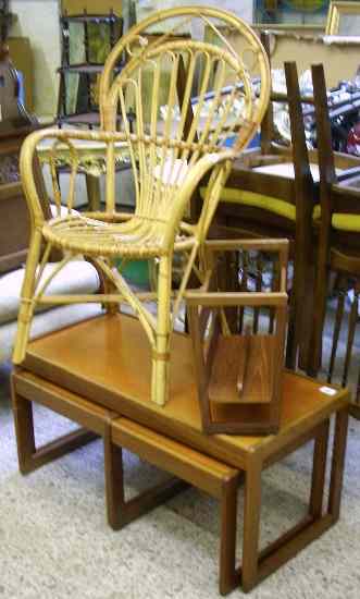 Appraisal: Three Piece Avalon Coffee Table Bamboo Chair and Magazine Rack