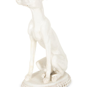 Appraisal: A Glazed Pottery Whippet Sculpture th Century Height inches