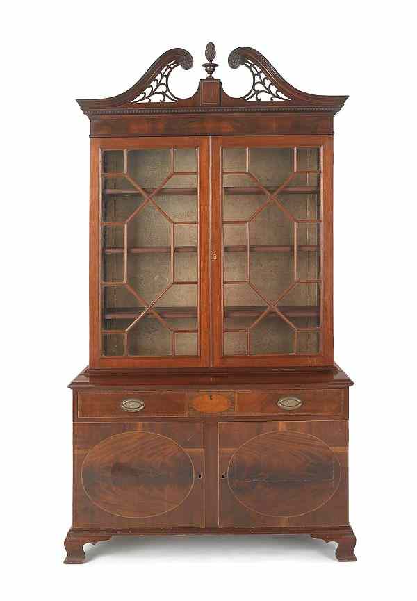 Appraisal: Chippendale style mahogany secretary early th c h w