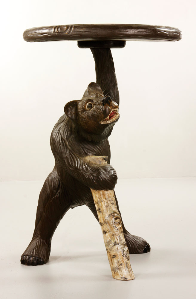 Appraisal: - th C Carved and Polychromed Bear Table th century