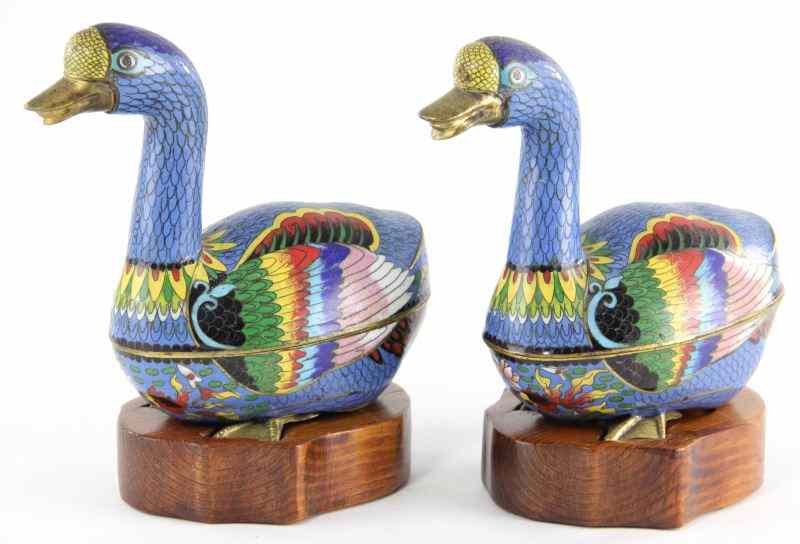 Appraisal: Two Chinese Cloisonn Figural Boxeseach in the form of a