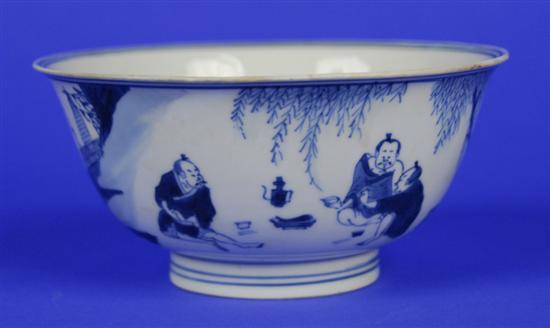 Appraisal: CHINESE BLUE AND WHITE BOWL AND TWO FLORAL DECORATED CUPS