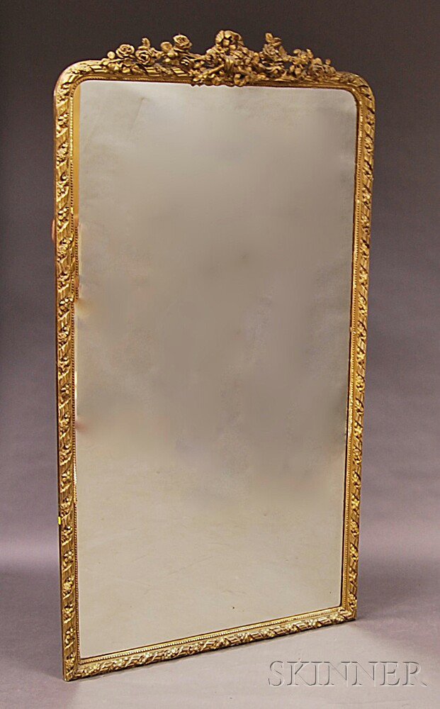 Appraisal: Large Louis XVI-style Gilt-gesso Mirror th th century the rectangular