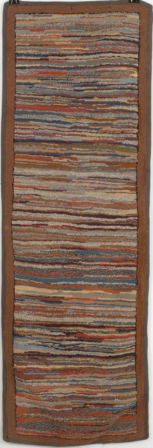 Appraisal: HOOKED RUG ' x ' With design of multi-color horizontal