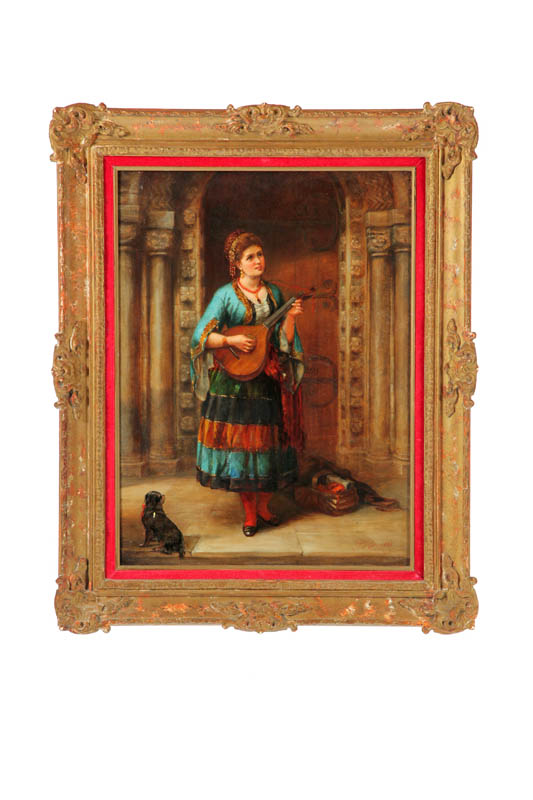 Appraisal: MUSIC GIRL ATTRIBUTED TO ENNIO MORELLI ITALY - Oil on