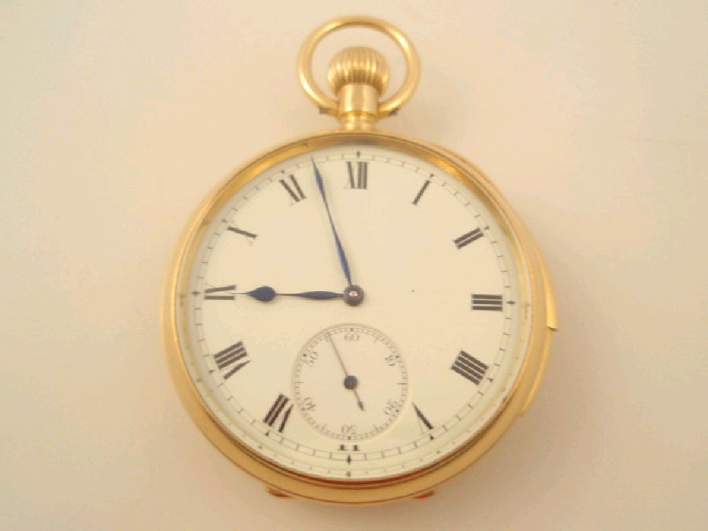 Appraisal: An ct gold cased open face repeater pocket bezel wind