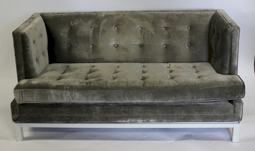 Appraisal: Jonathan Adler Signed Upholstered Settee Nice size and hardly used