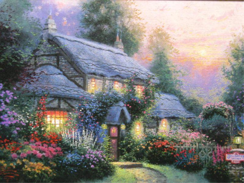 Appraisal: Julianne's Cottage by Thomas Kinkade x in This lot is