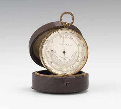 Appraisal: A Surveyor's Pocket Barometer Round brass case compensated and with