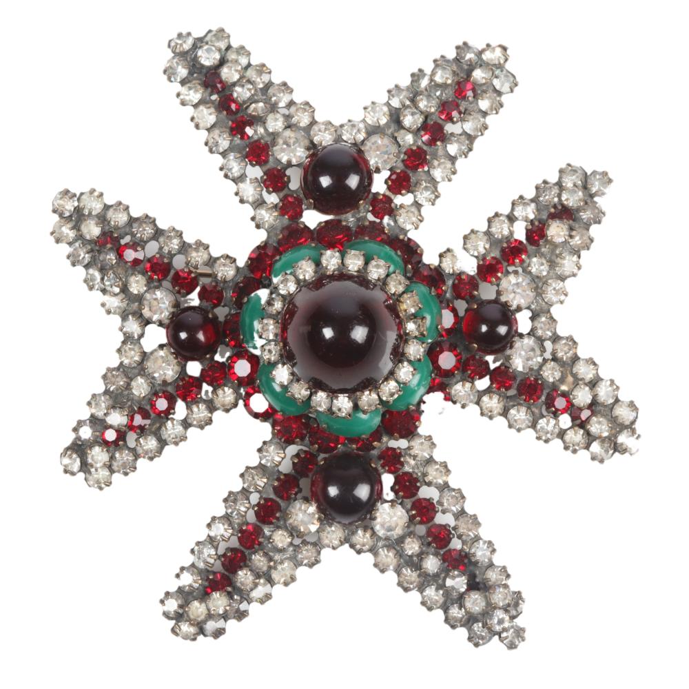 Appraisal: KENNETH JAY LANE KJL EARLY CROSS PIN WITH DOMED RUBY