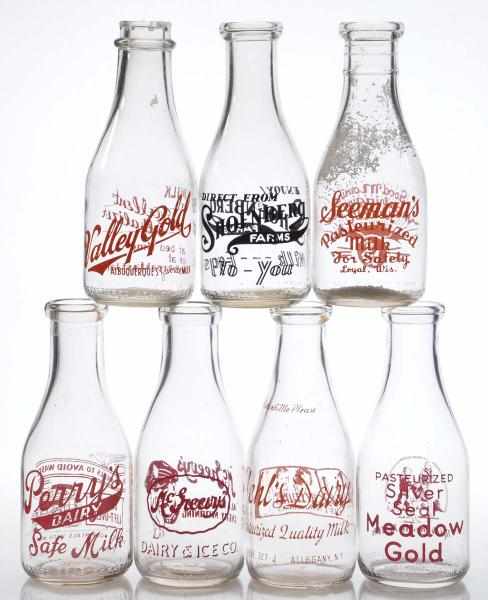 Appraisal: Lot of Milk Bottles from Various Locations Description Lot includes