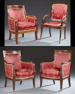 Appraisal: Four Piece French Empire Carved Mahogany Salon Sui Four Piece