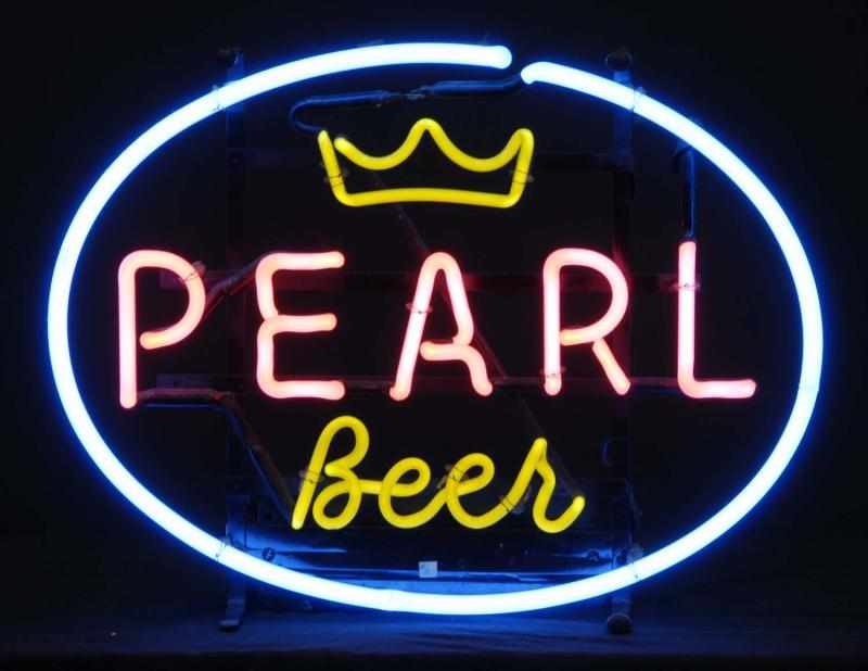 Appraisal: Pearl Crown Oval Neon Sign Description s San Antonio Pearl