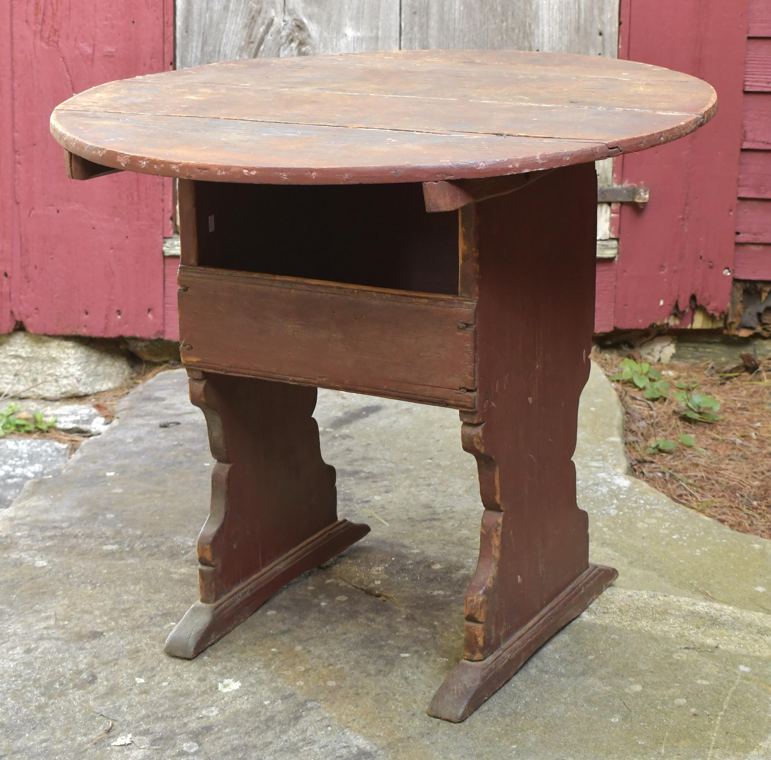 Appraisal: SMALL TH C SHOE FOOT HUTCH TABLE In old red