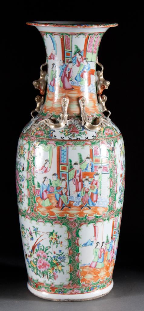 Appraisal: Chinese Export Rose Medallion porcelain baluster vase fourth quarter- th