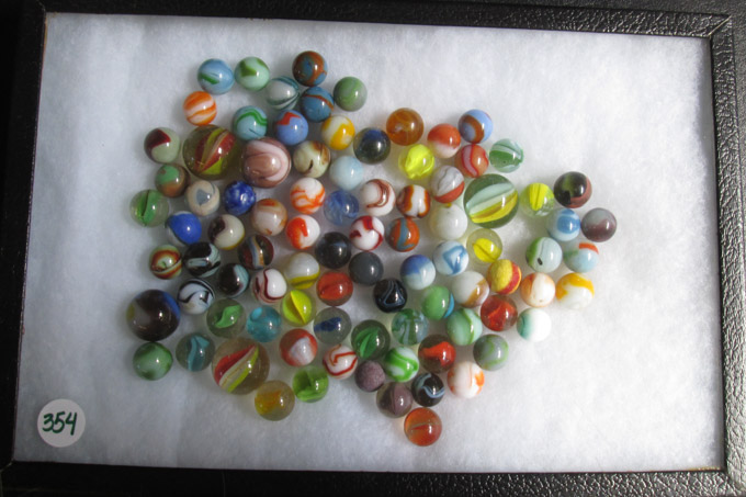 Appraisal: COLLECTION OF APPROXIMATELY MARBLES consisting of cat's eye patch ribbon