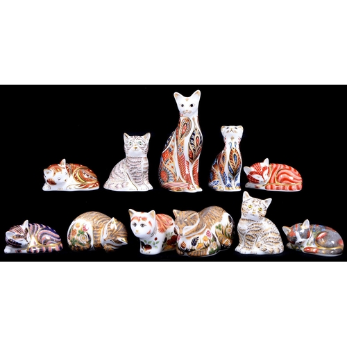 Appraisal: Eleven Royal Crown Derby Cat and Kitten paperweights Thomas Tabitha